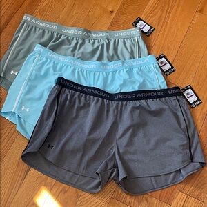 3 Under Armour Women's Shorts Sz 2xl Trio - Gray, Blue, Green